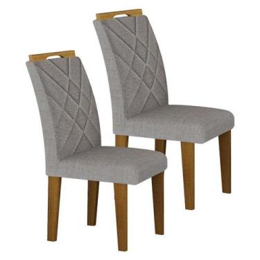 Imagem de Cadeira Para Mesa De Jantar Larissa New Mdf Kit 2 Peças Freijó Linho C