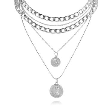 Imagem de BOOZIQ Colar de pirata em camadas douradas para mulheres, acessórios de fantasia de pirata, bijuteria, hip hop, anos 80, 90, moedas, cruz, gargantilha, acessórios de fantasia de pirata de Halloween