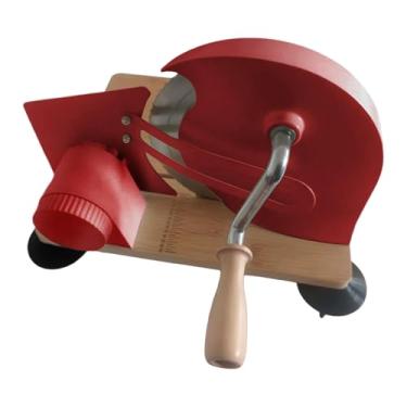 Imagem de MotiveTech Fatiador de pão manual para pão de fermentação caseiro, espessura ajustável, com manivela para uso comercial em lanchonetes e residências, Vermelho