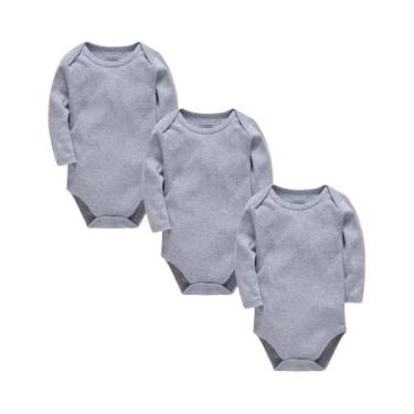 Imagem de Body De Algodão Branco De Manga Longa Para Bebês De 0 a 24 Meses, Maca
