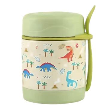 Imagem de Pote Térmico c/colher - 300ml Hermético - Aço Inox com parede dupla e Isolamento à vácuo - Ideal para Frutas Sopas Papinha Marmita - Quente e Frio (Verde)