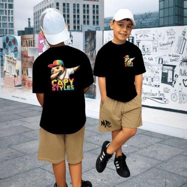 Imagem de Conjunto Camiseta Oversized E Bermuda Infantil Capivara - MB Sport, Pr