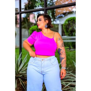 Imagem de Calça Jeans Feminina Plus Size Cintural Alta Azul Clara