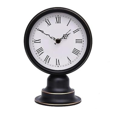 Imagem de Relógio de mesa, sala de estar, relógio de mesa, enfeite de mesa para casa, simples, retrô, nostálgico, relógios (A)