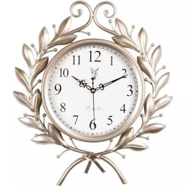 Imagem de Relógio personalizado em forma de ramo de oliveira, relógio de parede moderno e simples para sala de estar, decoração de parede retrô americana, alimentado por bateria (Cor: B, Tamanho: 56 cm)