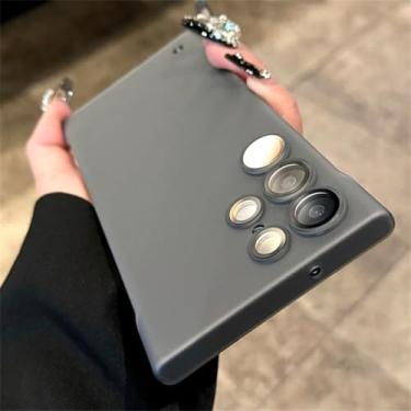 Imagem de Capa transparente sem moldura, respirável e com acabamento fosco para Samsung Galaxy S24 S23 S22 Ultra Plus (para S24 Plus/Preto Fosco)