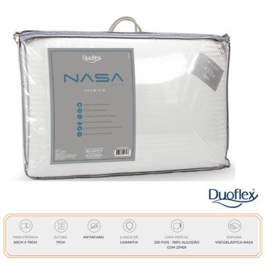 Imagem de Travesseiro Nasa Alto Premium Duoflex - Maior Conforto - Durabilidade - Capa 100% Algodão 230 fios c/ Zíper