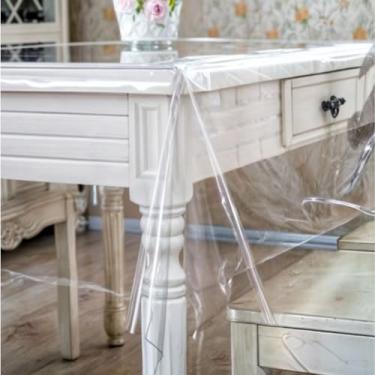 Imagem de Toalha de Mesa Plástica Térmica Impermeável para 4, 6, 8 e 10 Lugares — Anti-Manchas, Fácil de Limpar, Decoração Cozinha e Sala(0.08 mm (Fino),8 lugares: 2,50m x 1,40m)