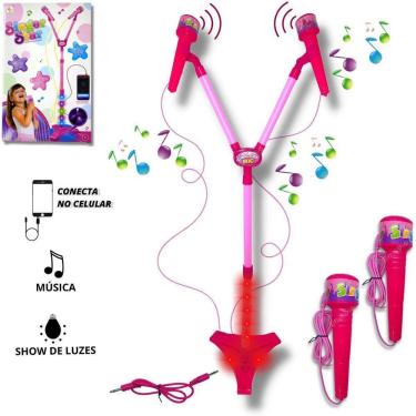 Imagem de Microfone Duplo Infantil Com Pedestal - Menina