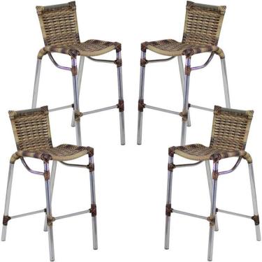 Imagem de 4 Banqueta Alumínio Fortaleza Alta Para Balcão, Cozinha Capuccino