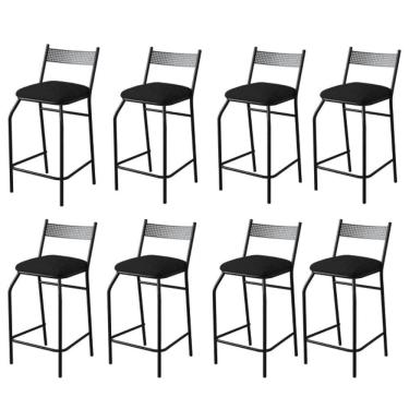 Imagem de Kit 8 Banquetas Gourmet Para Bancada Ou Cozinha Ibiza Preto
