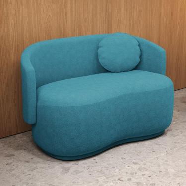 Imagem de Namoradeira Beatriz Orgânica Veludo Lisa - 7 Decor Azul Turquesa