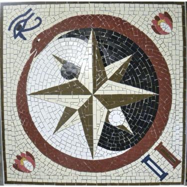 Imagem de Piso Maçom Em Mosaico Ii Feito Com Cerâmicas E Porcelanas Tamanho 80cm