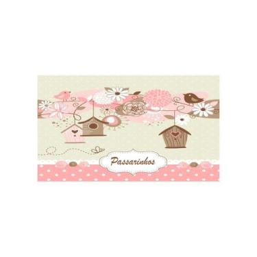 Imagem de Painel de Lona Passarinhos Cute Rosa e Marrom - Fabrika de Festa, 500x