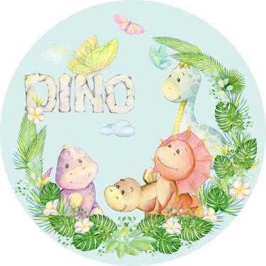 Imagem de Painel de Tecido Sublimado Redondo Dino Aquarela Turminha Baby C/Elást