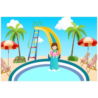 Imagem de Painel de Tecido Sublimado Pool Party Festa na Piscina Tobogã - Fabrik