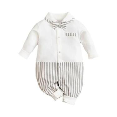 Imagem de Body De Algodão Estilo Cavalheiro Para Recém-Nascidos, Manga Longa, Pr