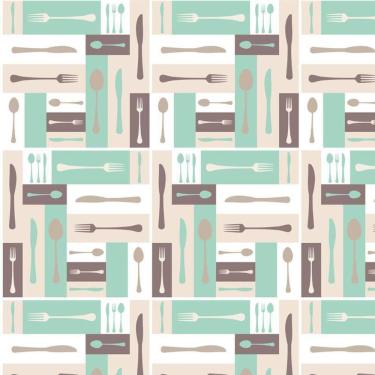 Imagem de Papel Parede Talheres Coloridos Autocolante Cozinha Lavável