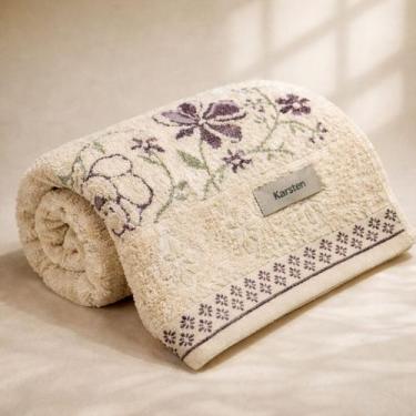 Imagem de Toalha de Banho Karsten Yuna 100% Algodão - Barra Floral Brilho Grossa
