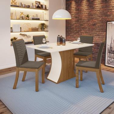 Imagem de Conjunto Sala de Jantar Tampo MDF Canto Reto 120 Cm 4 Cad Brenda Casa 812