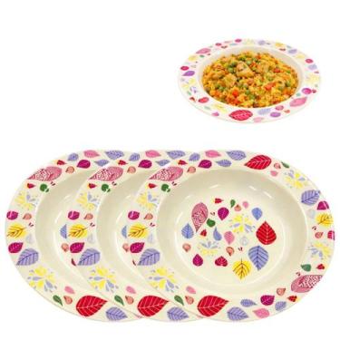 Imagem de 3 Pratos Fundo Melamina Floral 25cm Uso Restaurante - New Goods