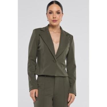Imagem de Blazer Curto PKS Alfaiataria Ponto Roma Verde Militar-Feminino