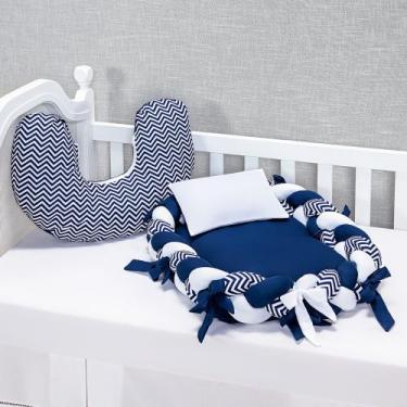 Imagem de Ninho Redutor Trança + Almofada Amamentação Kit 5 peças - L2M, Chevron