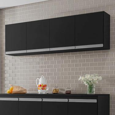 Imagem de Armário Aéreo de Cozinha 4 Portas 160cm Andréia Preto - Ajl Móveis