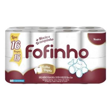 Imagem de Papel Higiênico Folha Dupla Neutro 30x10 16 Rolos Fofinho