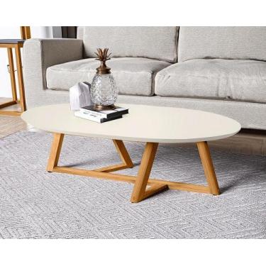 Imagem de Mesa de Centro Sala Classic Oval com Pés em Madeira Maciça - TEBARROT,