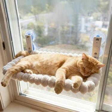 Imagem de Rede de janela para gatos com ventosas fortes  poleiro aconchegante pa