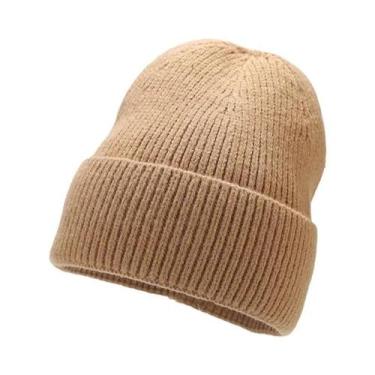Imagem de Gorro Unissex Quente De Malha Elástica Em Cor Sólida Para Uso Diário N
