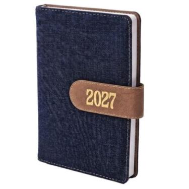 Imagem de Agenda diária de mesa costurada 2027 - Jeans - PAULINAS