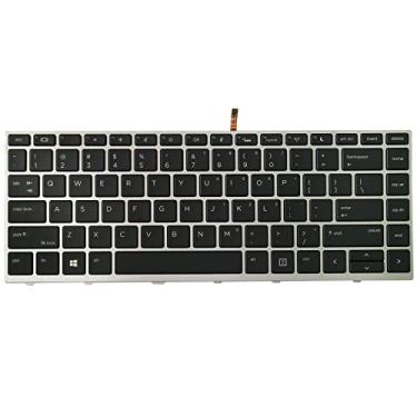 Imagem de AUTENS Teclado EUA de substituição para HP Probook 430 G5 / 440 G5 / 445 G5/ 640 G4 / 645 G4 / 640 G5 Retroiluminação com moldura prateada sem ponteiro