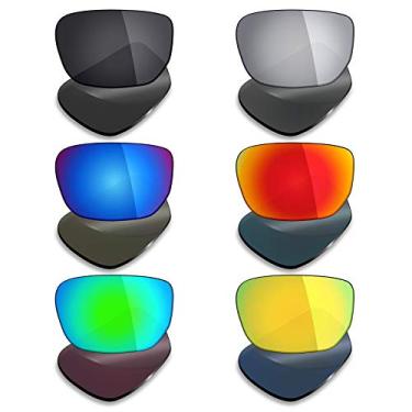 Imagem de 6 pares de lentes polarizadas de substituição para óculos de sol Oakley Style Switch - Stealth preto/vermelho fogo/azul gelo/prata titânio/verde esmeralda, ouro 24K