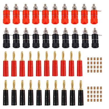 Imagem de Hilitchi 40 peças terminais de fixação de plugue banana de 4 mm (20 peças) + plugues banhados a ouro vermelho e preto de 4 mm (20 peças) para Arduino