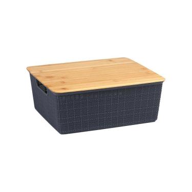Imagem de Caixa Organizadora Tampa De Bambu 4L Cinza