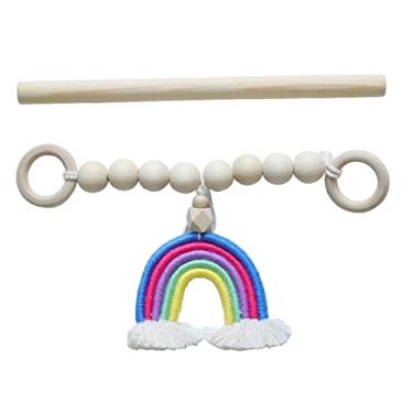 Imagem de Cortina de contas de madeira de borla arco-íris tieback boêmio feito à mão corda de corda gravata titular de cortina frisada casa de fazenda boho, d, china