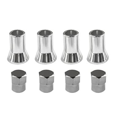 Imagem de Macaco Jack 8 Peças Carro Caminhão Roda TPMS Pneu Válvula de ar Capas com Manga Capas Prata
