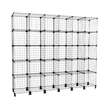 Imagem de Estante Organizadora de Aço Multiuso Colmeia de Loja Estoque 30 Nichos Aramado Prateleira Preto