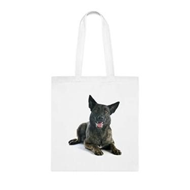 Imagem de Bolsa para cães de pastor da Holanda, presente para cachorro pastor da Holanda, aniversário de cachorro pastor da Holanda bolsa de ombro para cão pastor da Holanda, bolsa reutilizável para cães pastor da Holanda, Branco