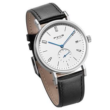Imagem de Relógio mecânico masculino FEICE Automatic Watch minimalista Bauhaus casual masculino analógico pulseira de couro inoxidável impermeável #FM201 (Date)