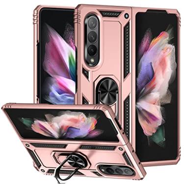 Imagem de Yerebel Capa para Galaxy Z Fold 3 5G, SM-F926U SM-F926 [Grau Militar] [Anel de Metal] [Suporte Magnético] Capa de Armadura Resistente Defender para Samsung Galaxy Z Fold3 5G (Ouro Rosa)