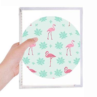 Imagem de Caderno com estampa de flamingo, rosa e verde, folhas soltas, recarregável, diário de papelaria