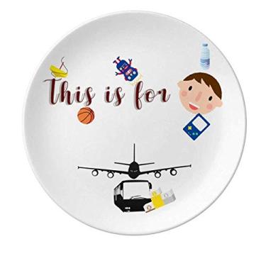 Imagem de Prato de porcelana para jantar com trânsito de aviões de ônibus masculino