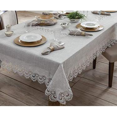 Imagem de Toalha de Mesa Rendada Poliéster Istambul JolitexBege/ Branco 150x220cm