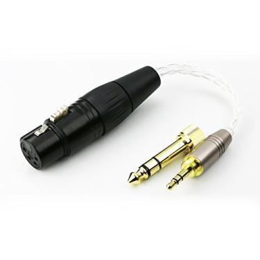 Imagem de NewFantasia TRS macho de 3,5 mm de 1/8" e adaptador de 6,3 mm de 6,3 mm para cabo adaptador de áudio de fone de ouvido XLR fêmea balanceado de 4 pinos
