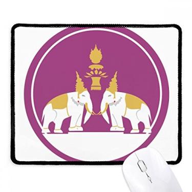 Imagem de Tapete de borracha para jogos feito na Tailândia com dois elefantes com borda costurada, feito na Tailândia