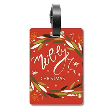 Imagem de Ilustração de folha de guirlanda colorida de Natal, bolsa de bagagem, etiqueta de cartão para pendurar