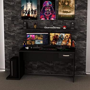 Imagem de Mesa Gamer Escrivaninha 1 Gaveta 1400x600 (Preto)